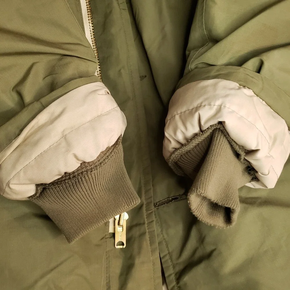 Vintage Eddie Bauer Jacket Mens Large Green Goose Down Puffer Hooded Hunting